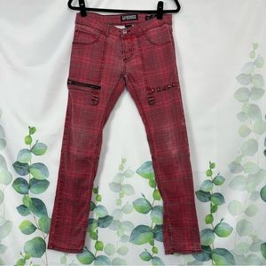 Women's Lip Service Pants Plaid Y2K Punk Skinny Button Fly Rude size 30